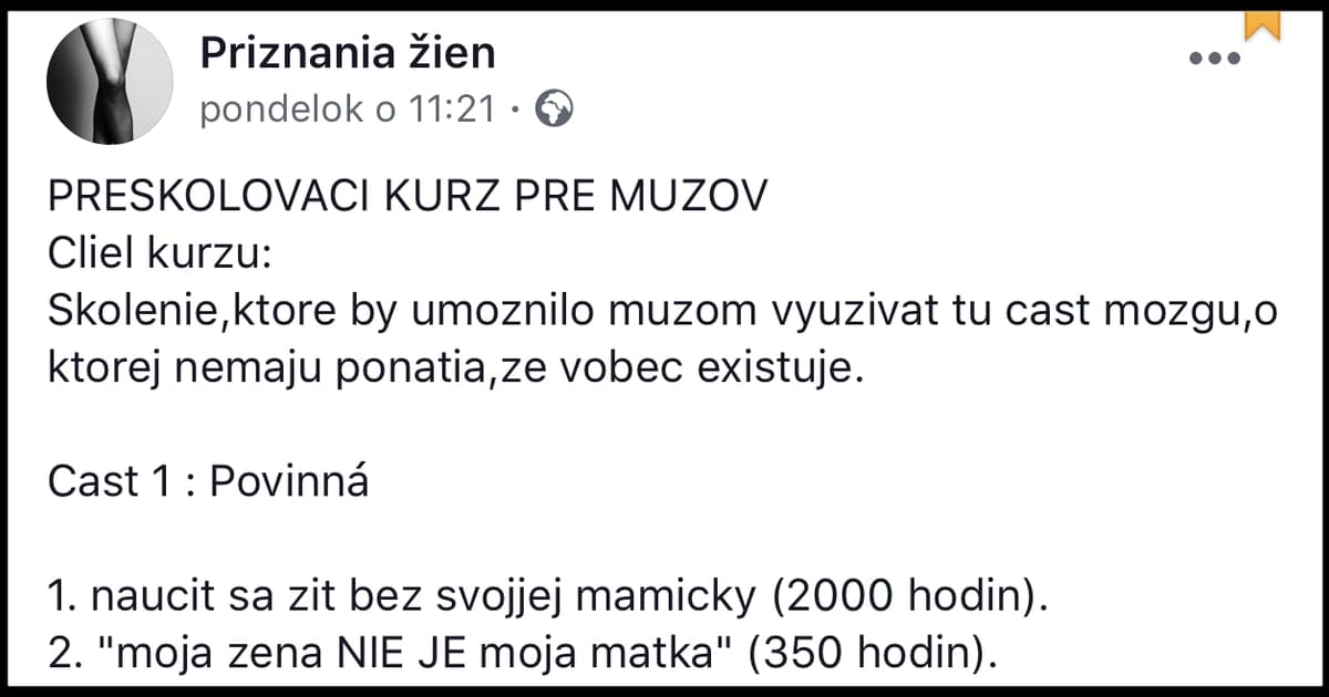 Neznáma Slovenka chystá preškoľovací kurz pre mužov! Jej popis baví tisíce ľudí
