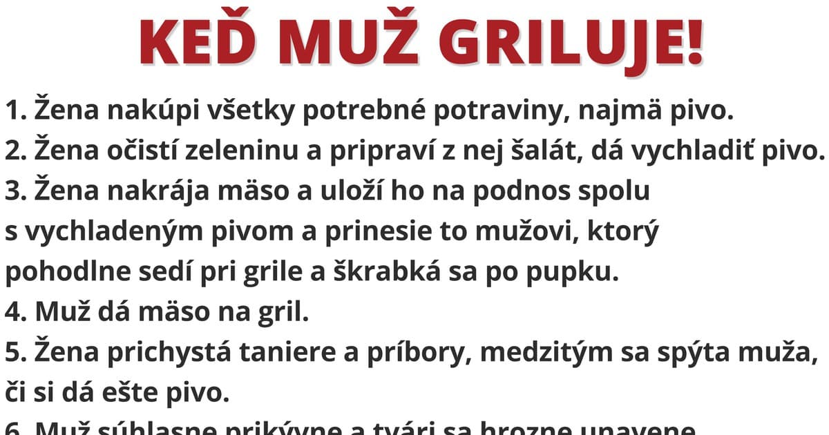 KEĎ GRILUJE MUŽ V 12 BODOCH – unikátny zoznam, ktorý baví celý internet!