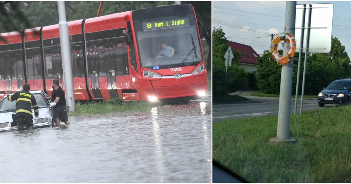 Vtipná reakcia na minulotýždňovú prietrž: V Bratislave sa začali objavovať záchranné kolesá
