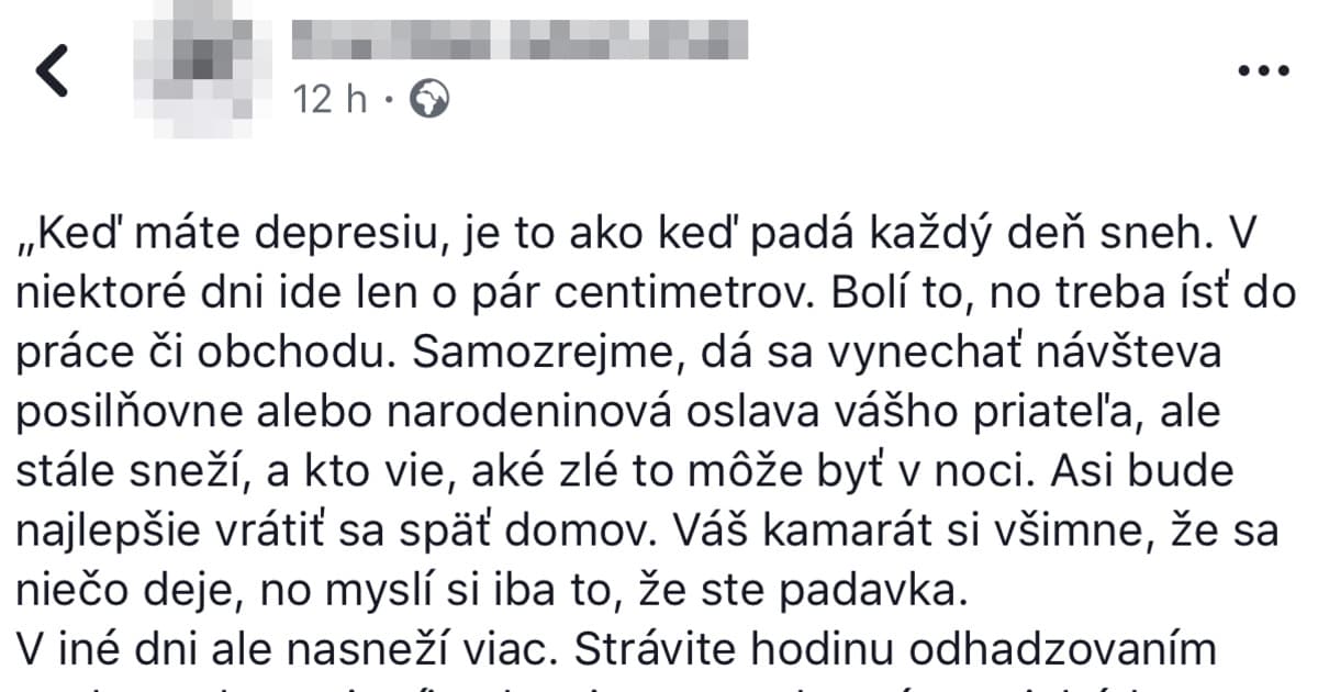 Na Facebooku sa objavil vraj najkrajší a najumeleckejší opis depresie