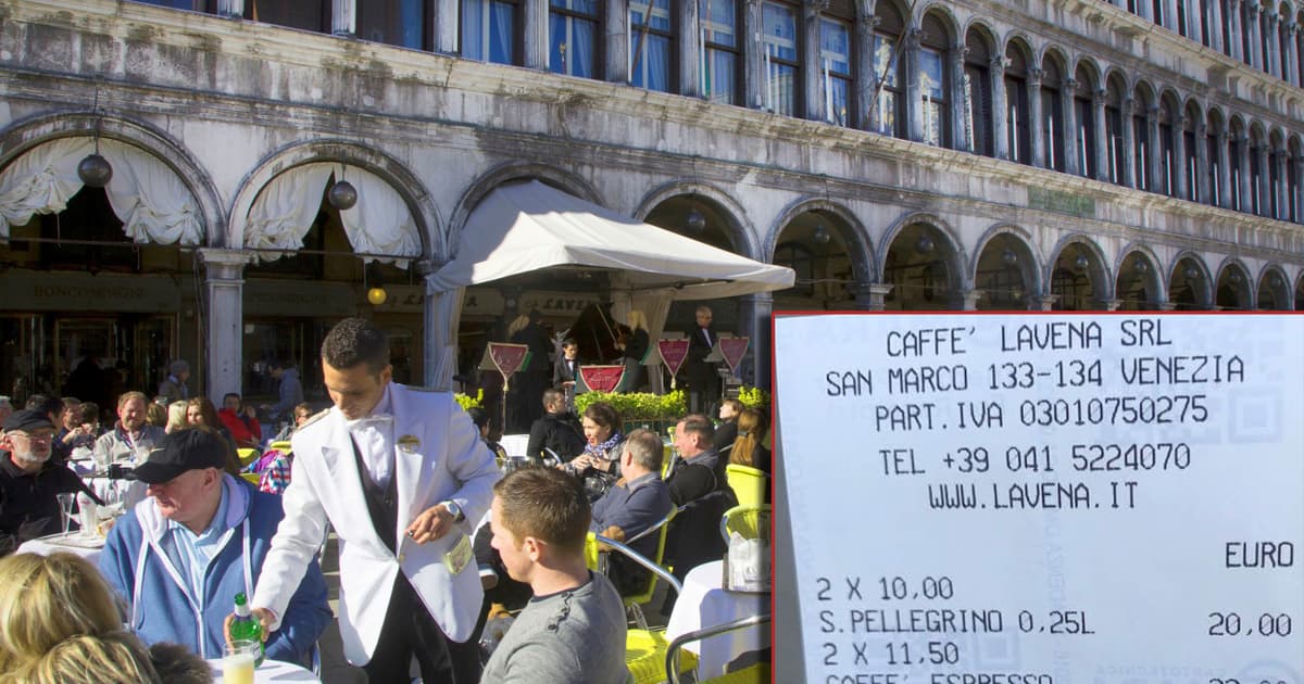 Turista zverejnil účet z kaviarne v Benátkach! Za 2 kávy a vodu zaplatil šokujúcu sumu