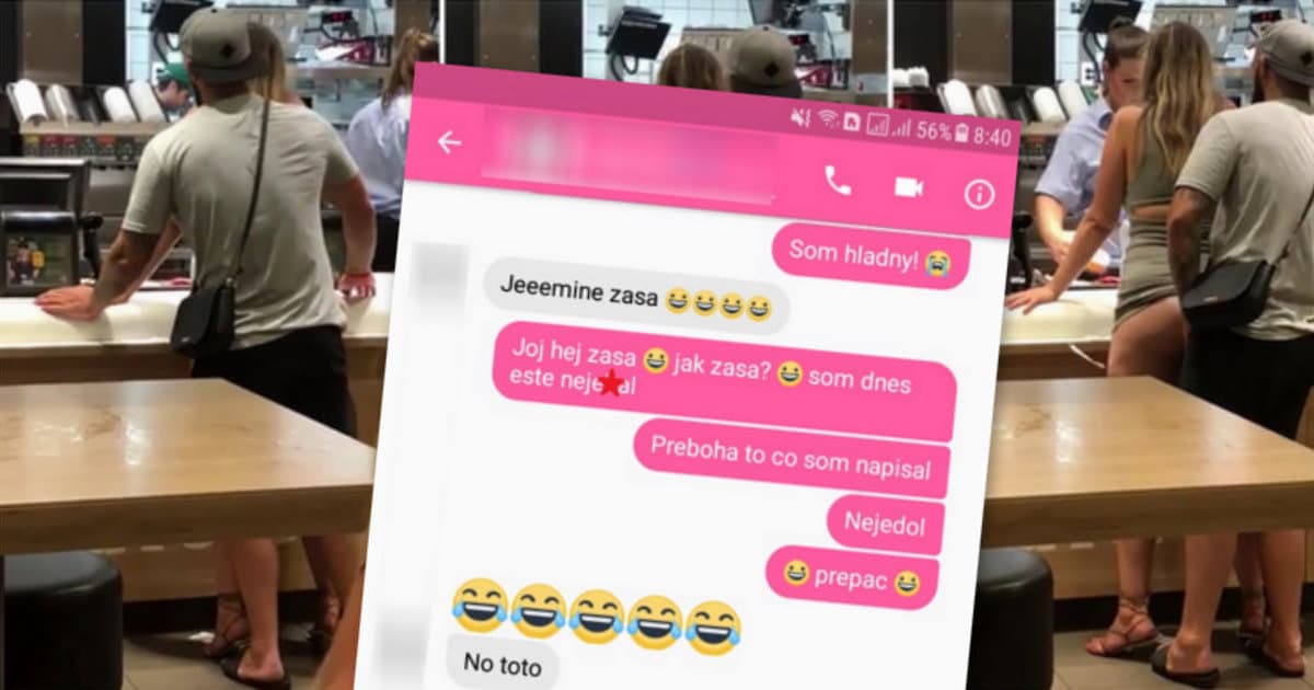 Poslucháč si pozeral video s párom v McDonalde. Potom písal frajerke!