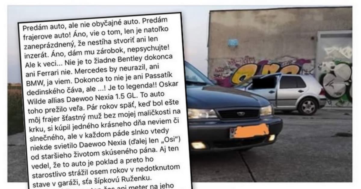 Slovenka veľmi vtipne predáva frajerove auto. Dôvod je výborný!