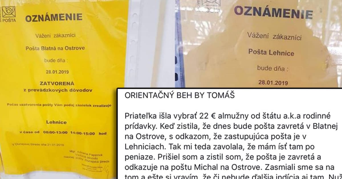 Tomáš išiel na poštu, vybrať rodinné prídavky. Keď tam prišiel, schuti sa zasmial
