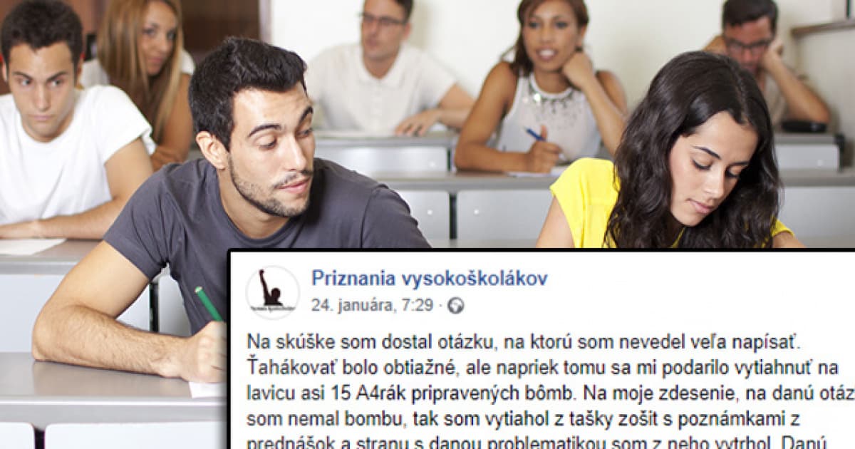 Priznanie vysokoškoláka, ktorý podvádzal na skúške, je hitom slovenského internetu