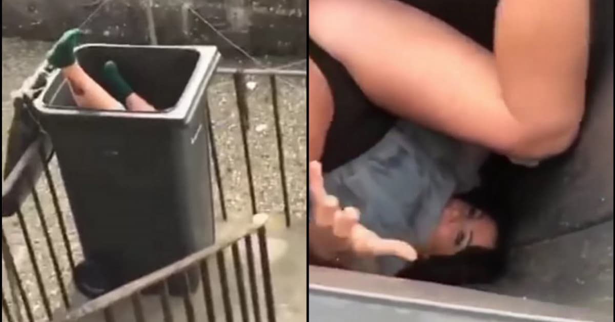 VIDEO: Žena sa zasekla v odpadkovom koši: „Pomoc, som klaustrofobik“