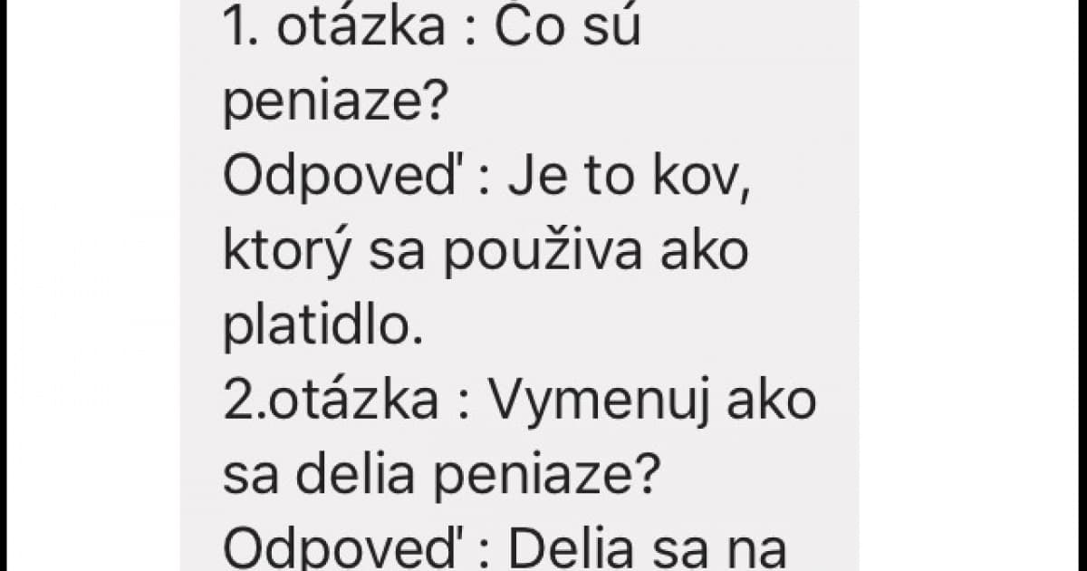 Písomkou z predmetu „finančná gramotnosť“ pobavil celé školu a najmä rodičov