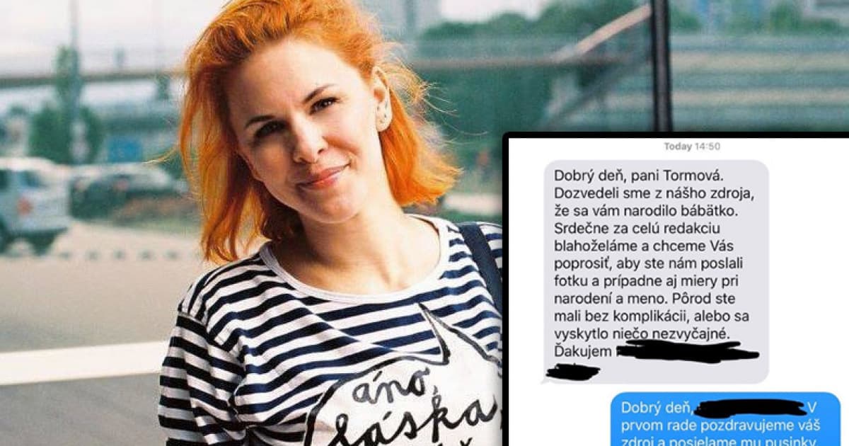 Bulvárna novinárka chcela vedieť meno bábätka Kristíny Tormovej. Tá jej dala geniálnu odpoveď