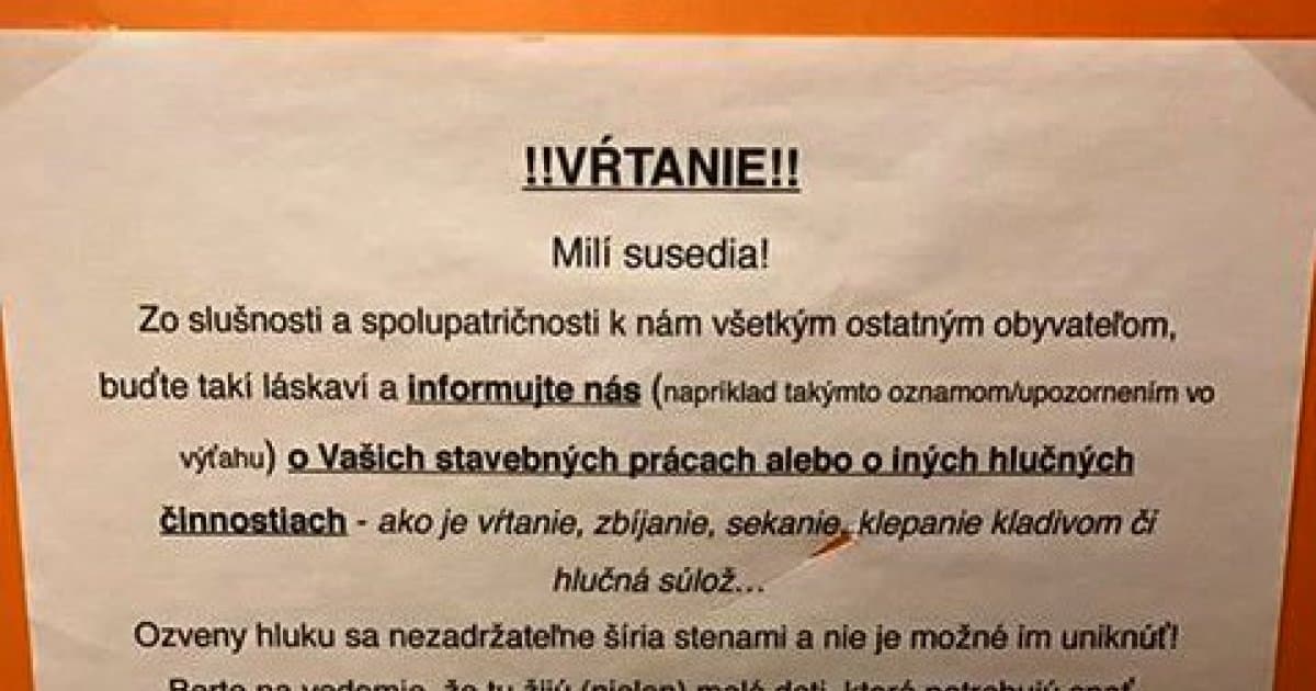 Chcel, aby ho susedia informovali o hlučných činnostiach, aj o intímnych. Tak to urobili