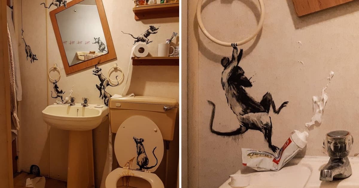 Aj známy umelec Banksy pracuje z domu. Najnovšie dielo vytvoril priamo vo svojej kúpeľni