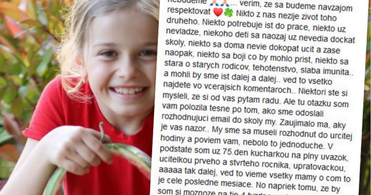 Mária Čírová sa vyjadrila, či dá alebo nedá 1. júna deti do školy. Jej status má obrovský úspech!