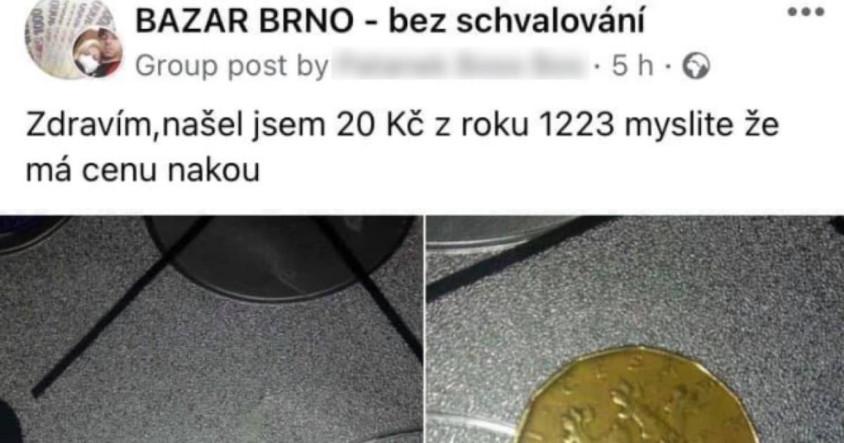 Vraj našiel 20 Kč z roku 1223. Rok na minci však trochu nesedí